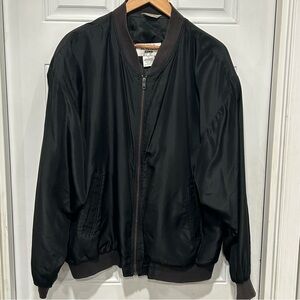 Summa Silk Men’s Vintage Black Lined Silk Bomber jacket/coat, Size large